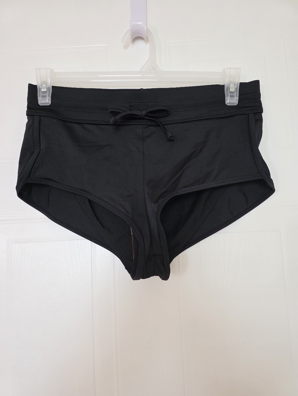 Joe Fresh Full Coverage Swim Boyshorts with Drawstring Waist, Black, Medium